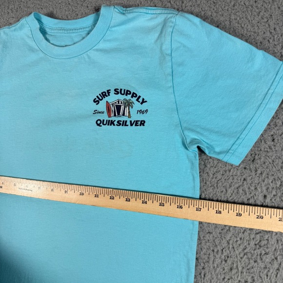 Quicksilver T-Shirt Youth Large Blue Classic Logo Surf Supply Skate - Picture 7 of 10